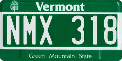VT license plate NMX318