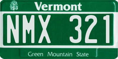 VT license plate NMX321