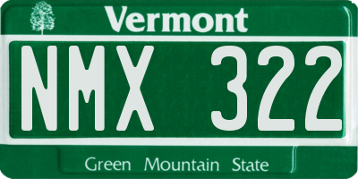 VT license plate NMX322
