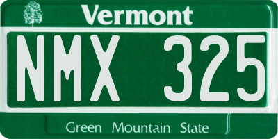 VT license plate NMX325