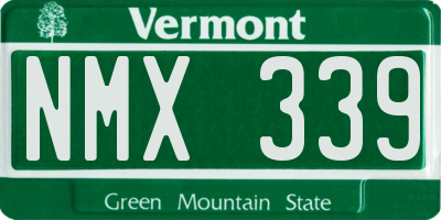VT license plate NMX339