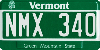 VT license plate NMX340