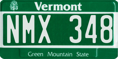 VT license plate NMX348