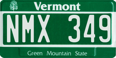VT license plate NMX349