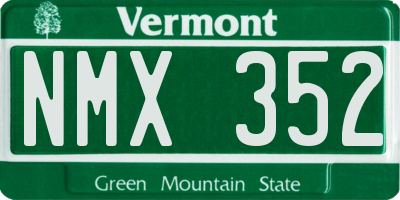 VT license plate NMX352