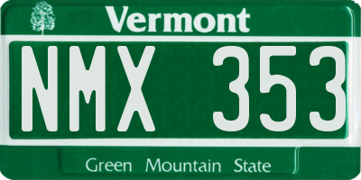 VT license plate NMX353