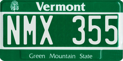 VT license plate NMX355