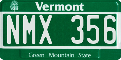 VT license plate NMX356