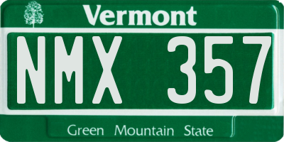 VT license plate NMX357