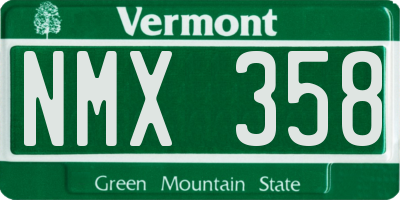 VT license plate NMX358