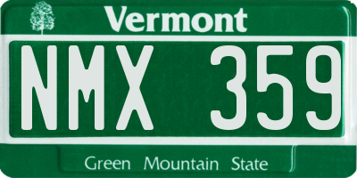 VT license plate NMX359
