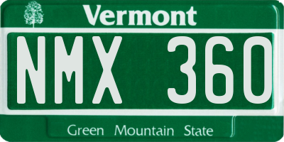 VT license plate NMX360