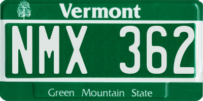 VT license plate NMX362