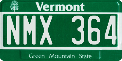VT license plate NMX364