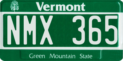 VT license plate NMX365