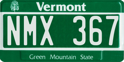 VT license plate NMX367