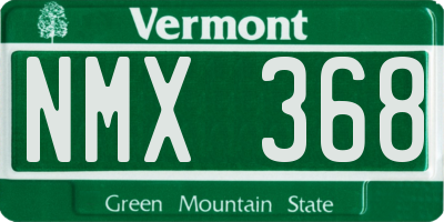 VT license plate NMX368