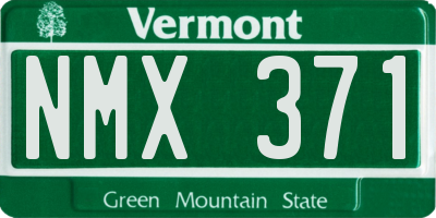VT license plate NMX371