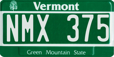 VT license plate NMX375