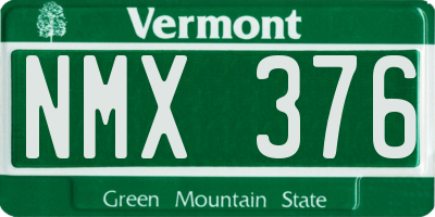 VT license plate NMX376