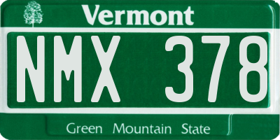 VT license plate NMX378