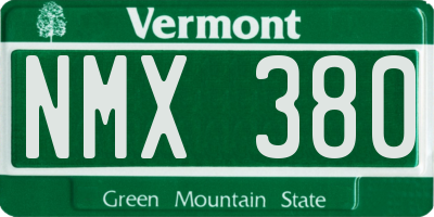 VT license plate NMX380