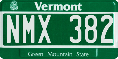 VT license plate NMX382