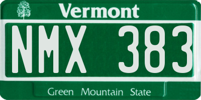VT license plate NMX383