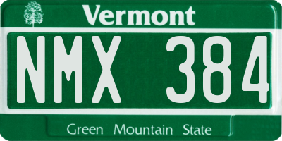 VT license plate NMX384