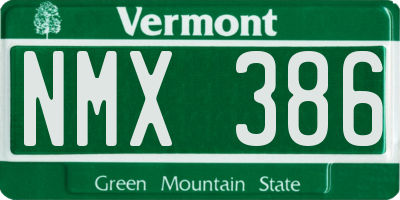 VT license plate NMX386