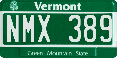 VT license plate NMX389