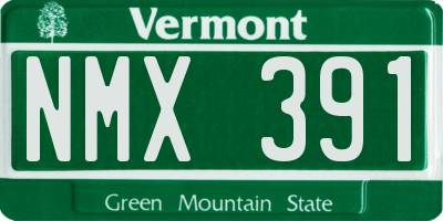 VT license plate NMX391