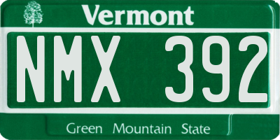 VT license plate NMX392