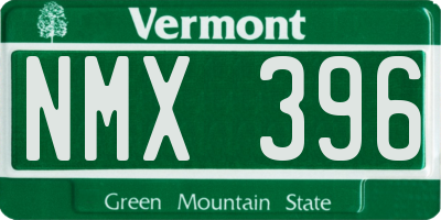 VT license plate NMX396