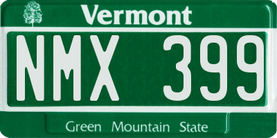 VT license plate NMX399