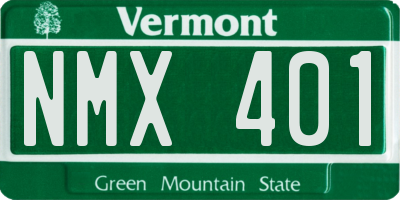 VT license plate NMX401