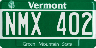 VT license plate NMX402
