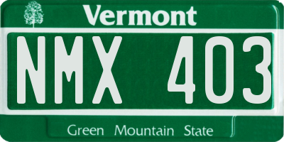 VT license plate NMX403