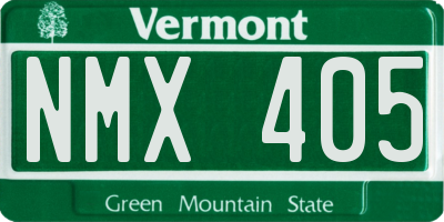 VT license plate NMX405