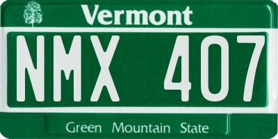 VT license plate NMX407