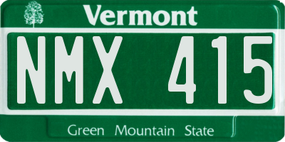 VT license plate NMX415