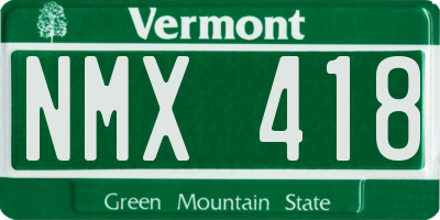 VT license plate NMX418