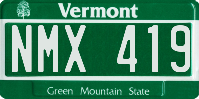 VT license plate NMX419