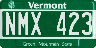 VT license plate NMX423