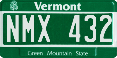 VT license plate NMX432