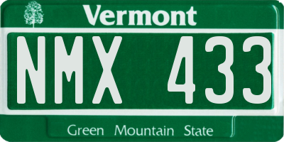 VT license plate NMX433