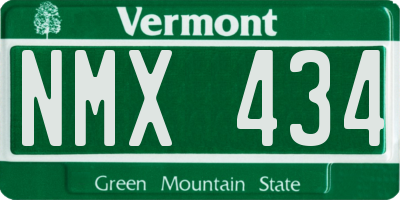 VT license plate NMX434