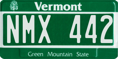 VT license plate NMX442