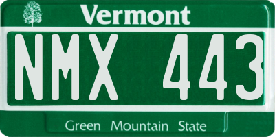 VT license plate NMX443