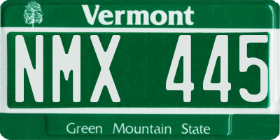 VT license plate NMX445